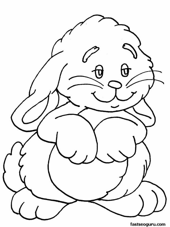 Print out Farm animal happy Rabbit face coloring pages for kids